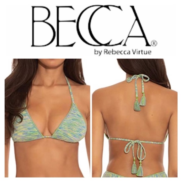 Becca triangle top size D bikini Emily side tie hipster size small *green* - Picture 10 of 12